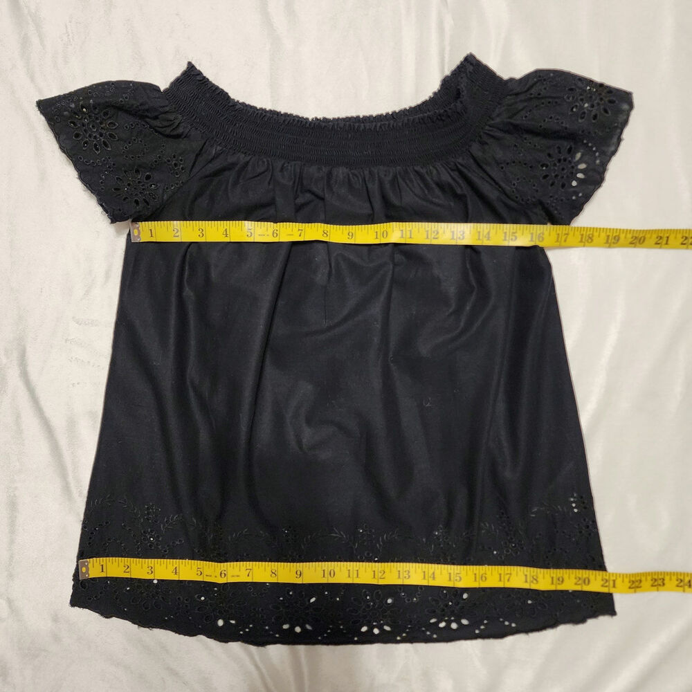 Old Navy Eyelet Off-the-Shoulder Festive Boho Black Blouse, Size Small - Picture 6 of 7